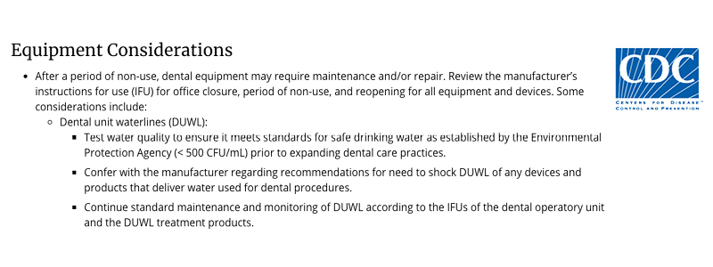 CDC COVID19 Recommendations for Dental Unit Waterlines_Graphic